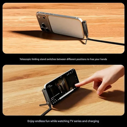 2-in-1 Invisible Holder Charger Cable - 240W Fast Charging Cord with Built-In Phone Stand