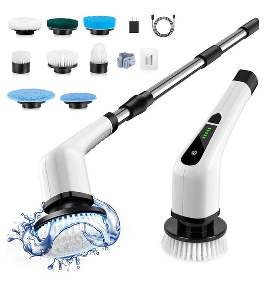 Electric Cleaning Brush + 7 Interchangeable Heads + Extendable Rod