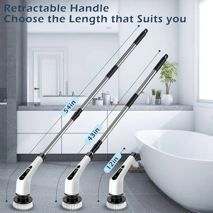 Electric Cleaning Brush + 7 Interchangeable Heads + Extendable Rod